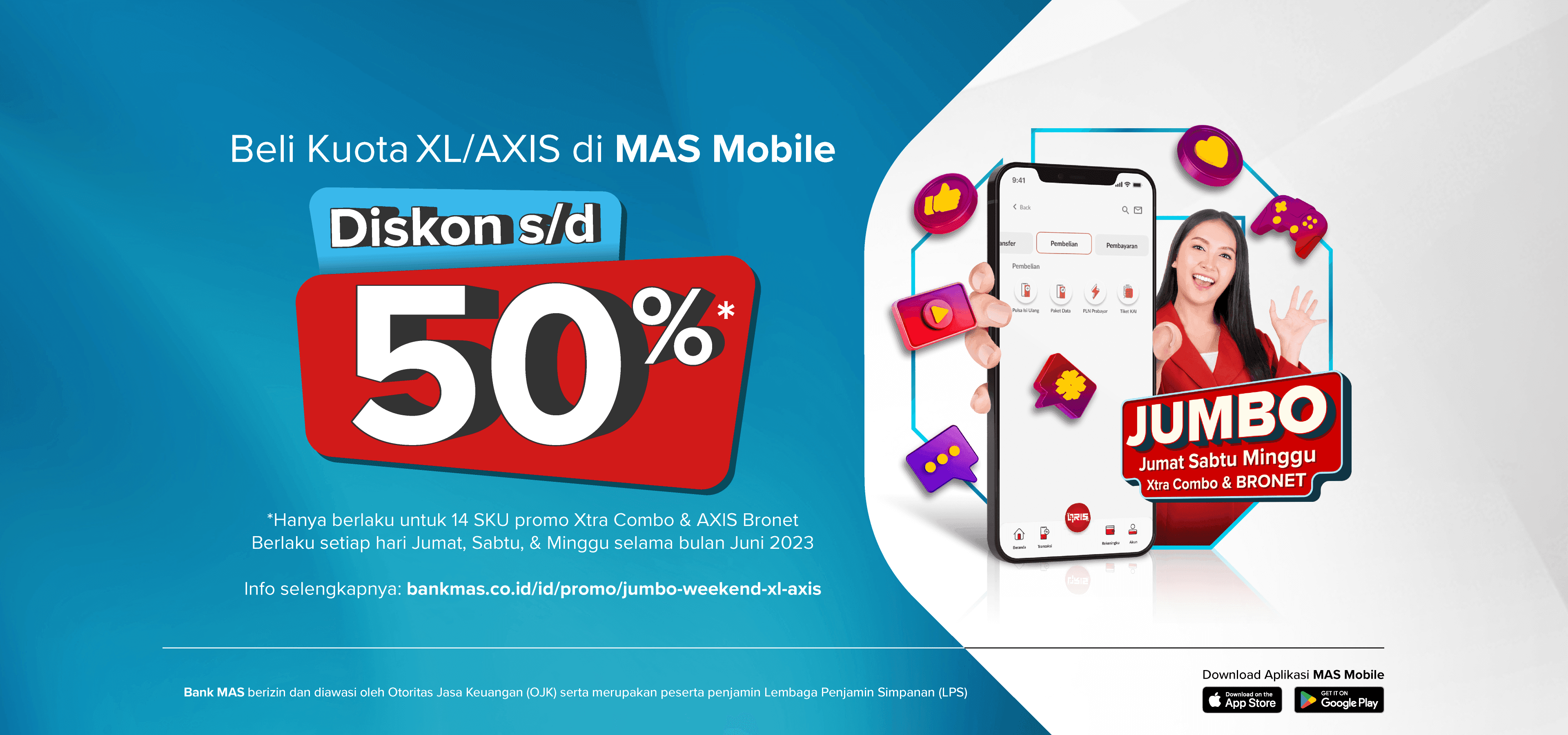 Promo Jumbo: Jumat, Sabtu, Minggu Xtra Combo dan BRONET Paket Data XL/AXIS