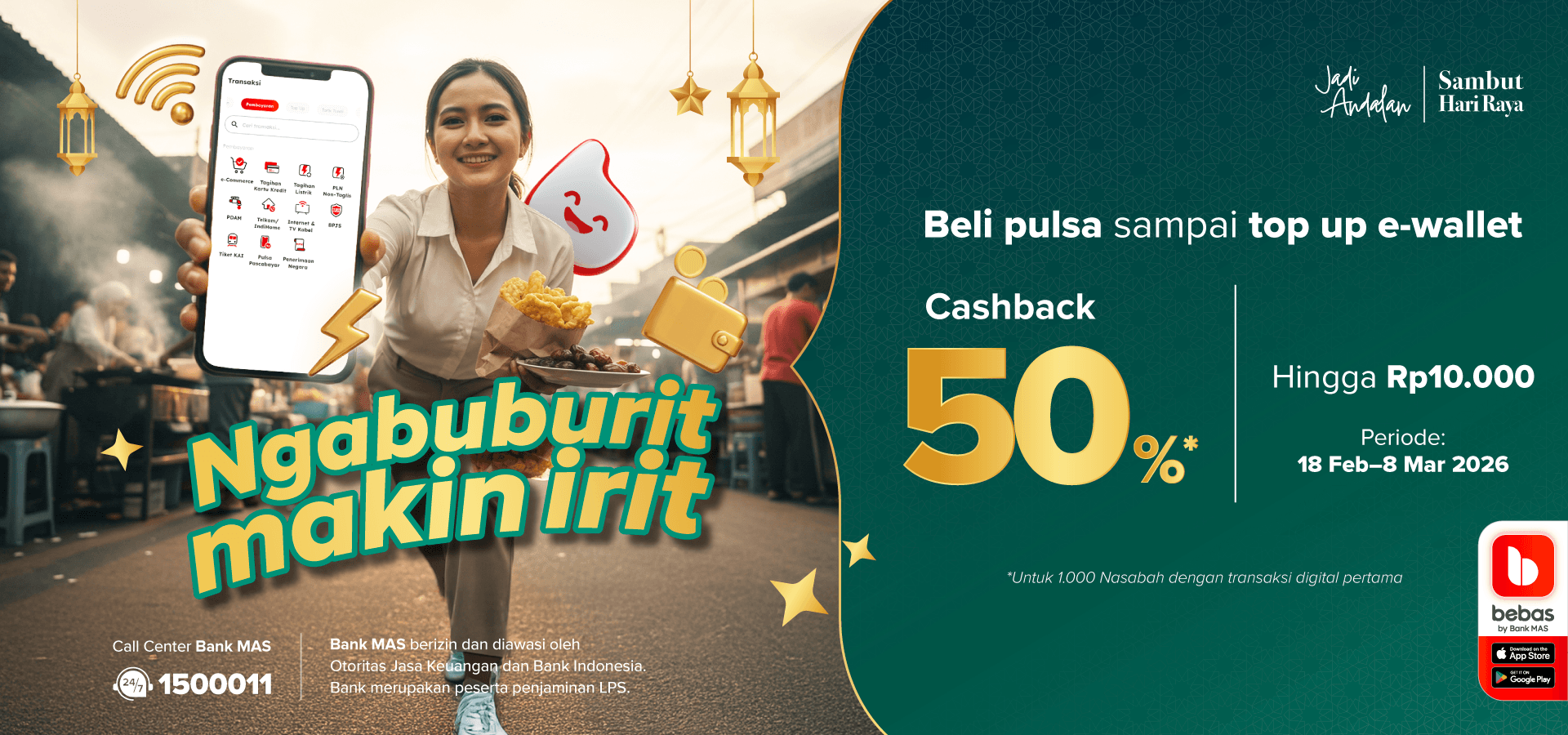 Cashback 50% isi pulsa hingga top up e-wallet buat Ramadan makin hemat!